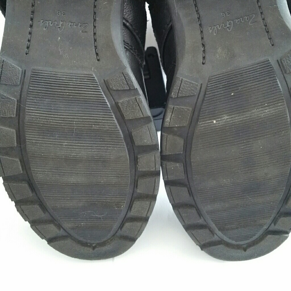 ZARA black leather moto boots - Picture 3 of 8